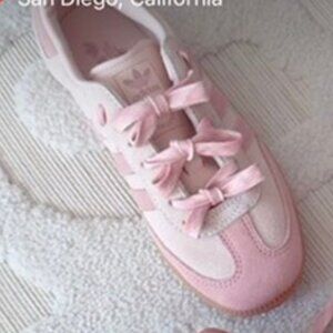 Adidas Women's Blush and Beige Sneakers Samba adorable pink (couquette bow)